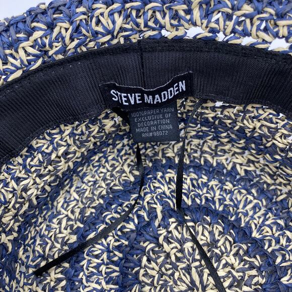 Steve Madden Blue & Tan 100% Paper Yarn Bucket Hat Size O/S - Picture 4 of 6